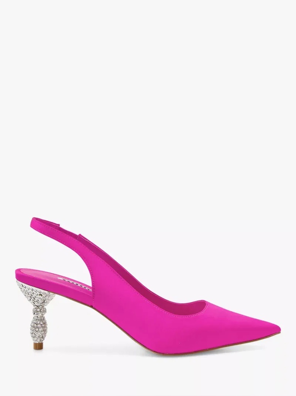 DUNE LONDON Cristal Embellished Heel Slingback Satin Shoes - Size 40